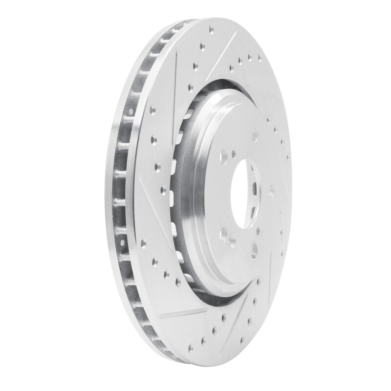 Acura TLX Brake Rotor (1) - Front Left - R1 Concepts - Drilled & Slotted - Silver - `14-`20